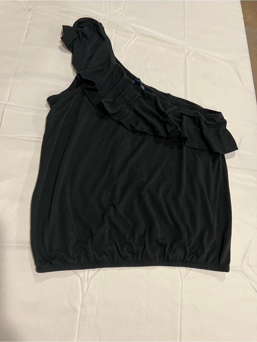 American Eagle Outfitters Black One-Shoulder Ruffle Top - Picture 5 of 5